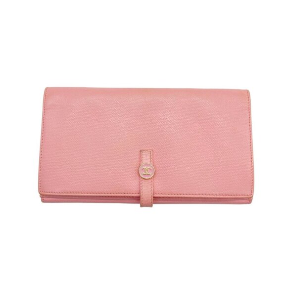 Chanel Coco Button Strap Wallet Bifold Light Pink - Picture 1 of 9